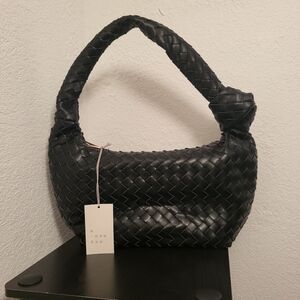 A New Day Black Woven Knot Women's Shoulder Bag